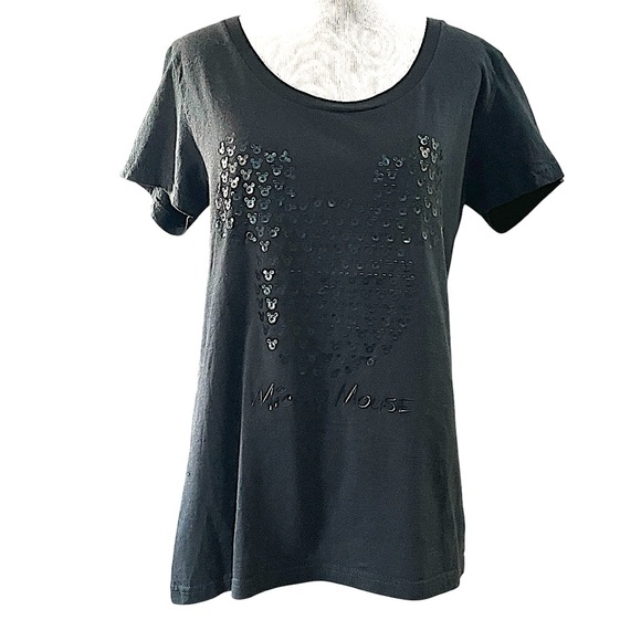 Disney Tops - DISNEY STORE WOMENS MICKEY MOUSE HEAD SILHOUETTE T-SHIRT BLACK SIZE LARGE